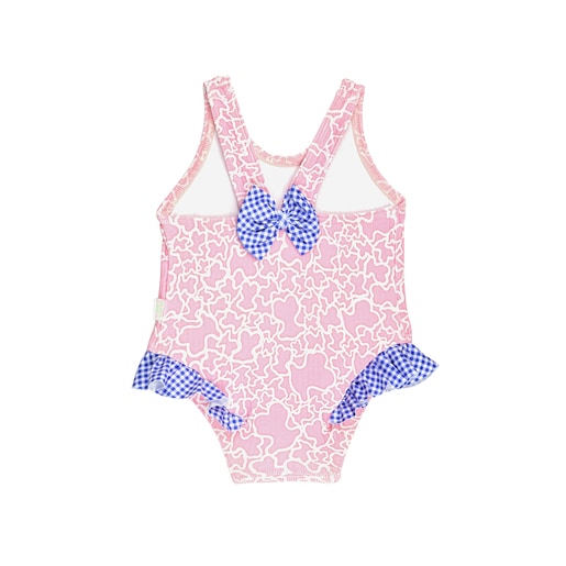 Banador nina tirantes cruzados Kaos Ink Rosa