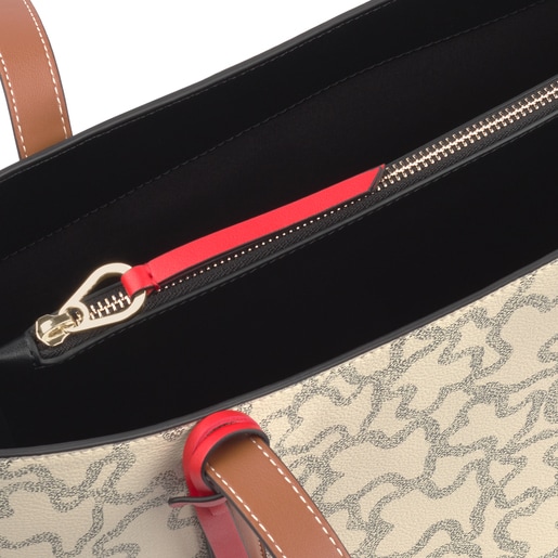 Large Kaos Icon Multi Beige - Red Shopping Bag