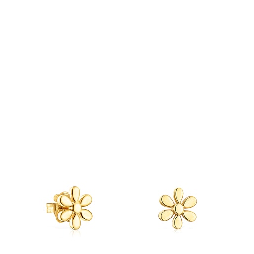 Aretes Fragile Nature flor con baño de oro 18 kt sobre plata