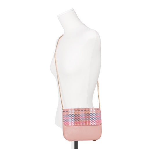 Small pink-multicolored braided Rene Crossbody bag