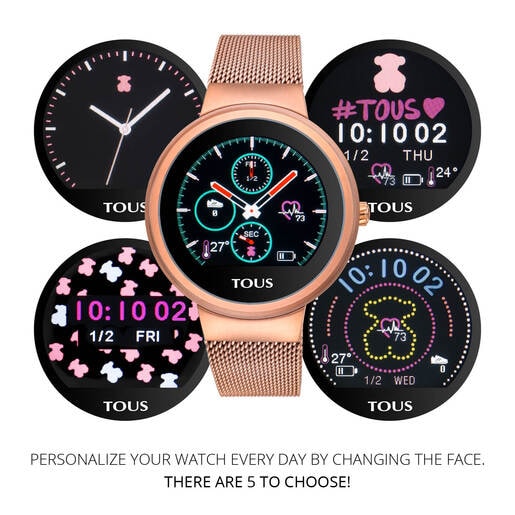 Reloj smartwatch activity Rond Touch de acero IP rosado