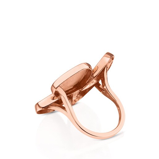 Anillo grande ATELIER Flor de Oro rosa con Rodolitas