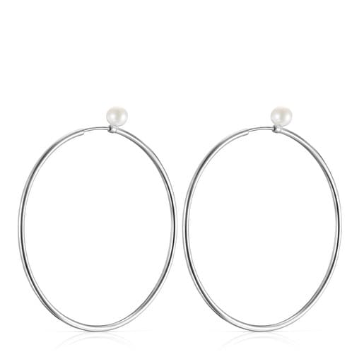 TOUS Basics large Earrings in Silver with Pearl