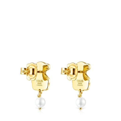 Ohrringe Minifiore aus Vermeil-Gold, Perle und Muranoglas