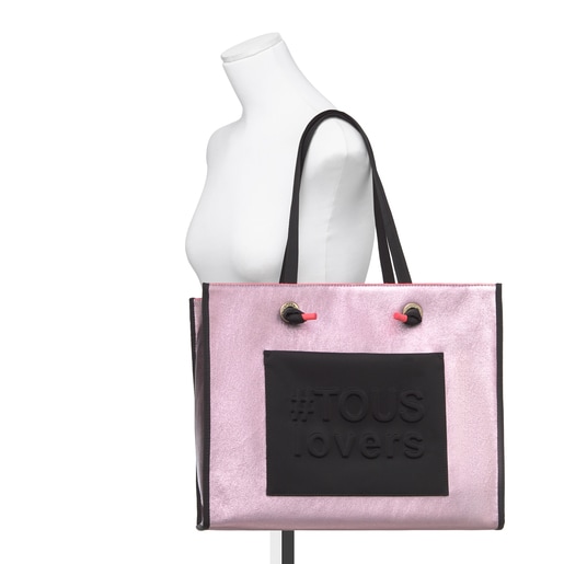Große Shopping-Tasche Amaya in Metallic-Pink