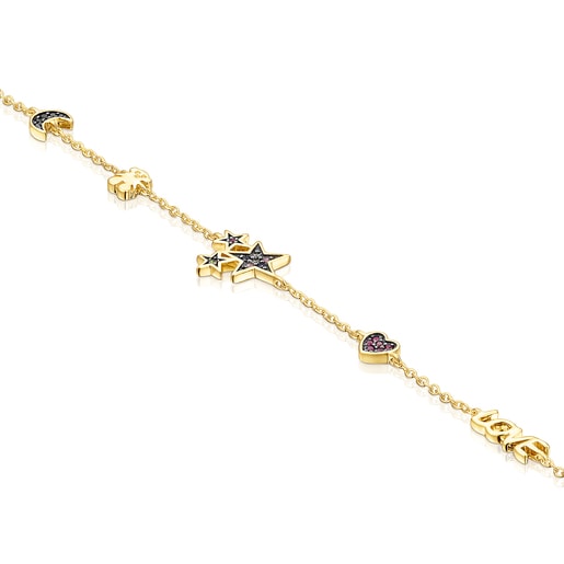 Bracciale placcato oro 18 kt su argento e gemme Teddy Bear