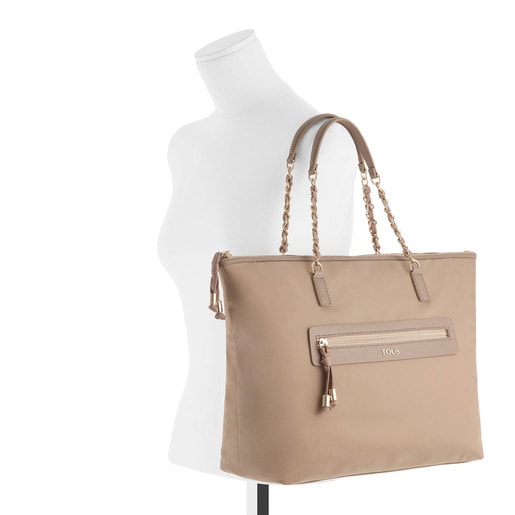 Taupe colored Canvas Brunock Chain Tote bag