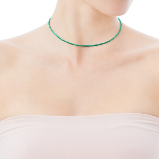 Collier ras du cou TOUS Chokers en Cordon turquoise et Argent vermeil rosé