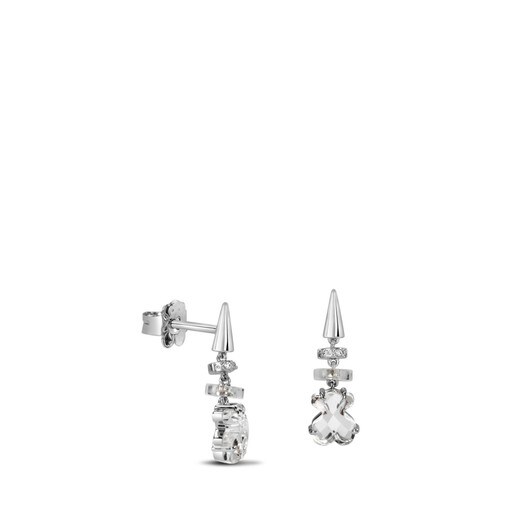 White Gold Ice Earrings with Diamond and Quartz