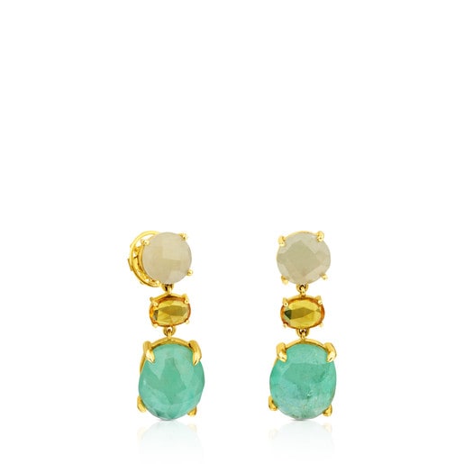 Pendientes ATELIER Precious Gemstones de oro con zafiros y esmeraldas