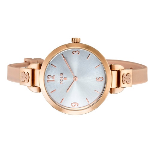 Pink IP Steel Bohème Watch with nude Silicone strap