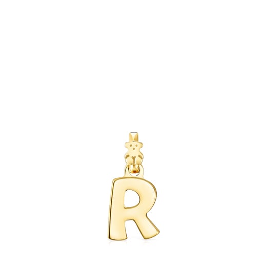 Alphabet letter R Pendant in Silver Vermeil