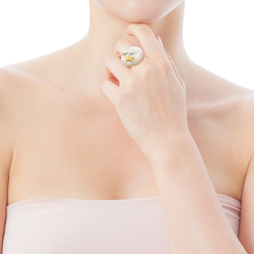 Gold Bera Butterfly Ring with Mother-of-Pearl