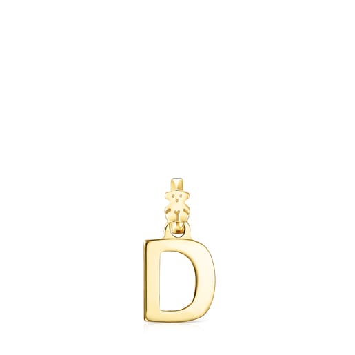 Alphabet letter D Pendant in Silver Vermeil