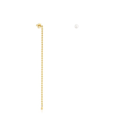 Silver Vermeil Gloss asymmetric Earrings with Pearl | TOUS