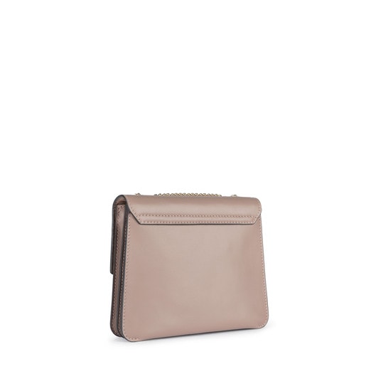 Small taupe colored Leather Liz Crossbody bag