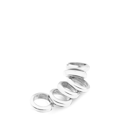 Pack of 6 Silver TOUS Chokers rings 
