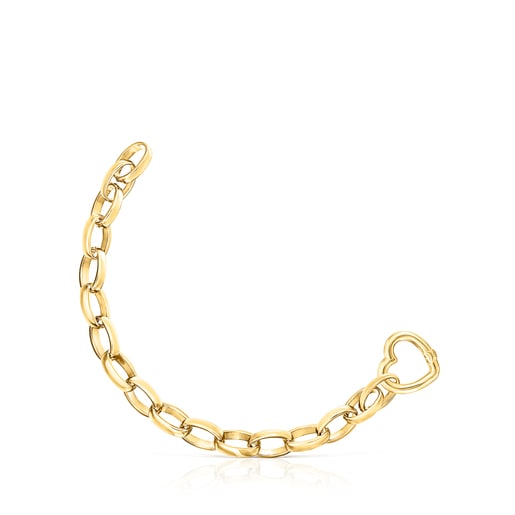 Pulsera - Collar Hold con baño de oro 18 kt sobre plata y Cuero marrón