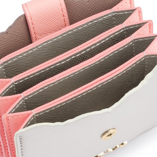 Porte-cartes Carlata accordéon argent et rose
