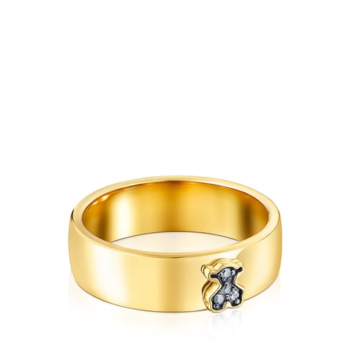 Silver Vermeil Nocturne Ring with Diamond bear