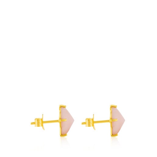 Gold Tack Conica Earrings with Opal