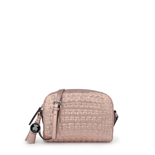 Pink-golden leather Sherton crossbody bag