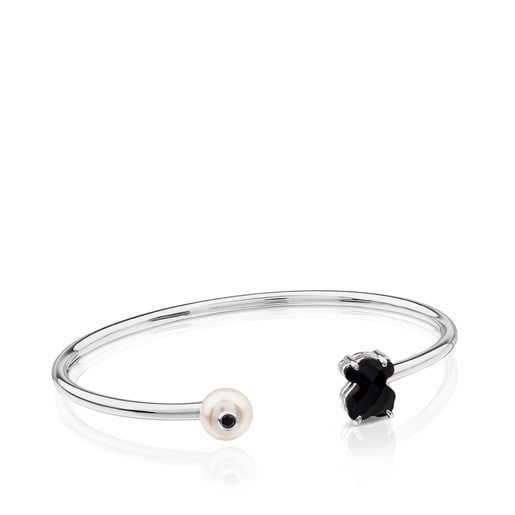 Silver Erma Bracelet with Onyx, Pearl and Spinel | TOUS