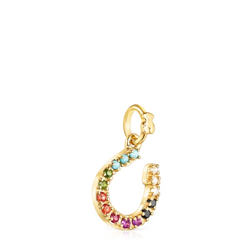 Silver Vermeil horseshoe Pendant with Gemstones TOUS Good Vibes | TOUS