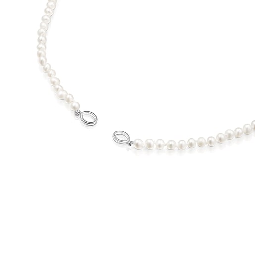 Silver TOUS Hold Necklace with Pearls. 42cm.