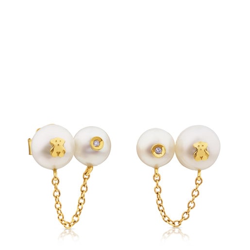 Ohrringe Icon Pearl aus Gold mit Perle und Diamant