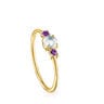 Mini TOUS Ivette Ring in Gold with Prasiolite and Amethyst