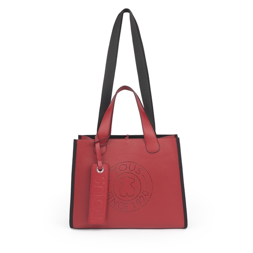 Sac cabas Leissa moyen en Cuir rouge