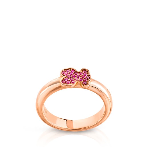 Anell amb bany d'or rosa 18 kt sobre plata Gen