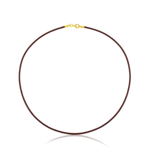 45 cm brown 2 mm Leather TOUS Chokers Choker with Gold Clasp.