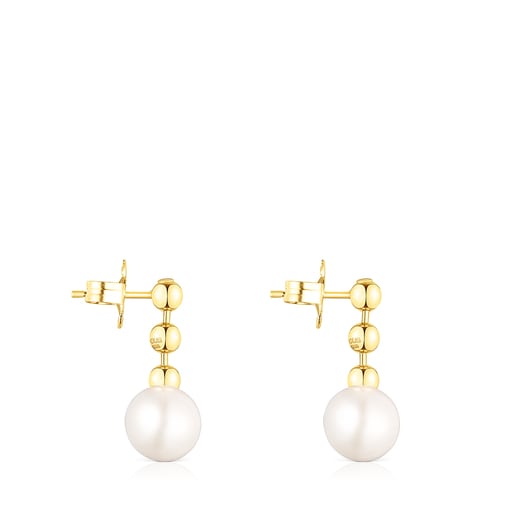 Short Silver Vermeil Gloss ball Earrings with Pearl
