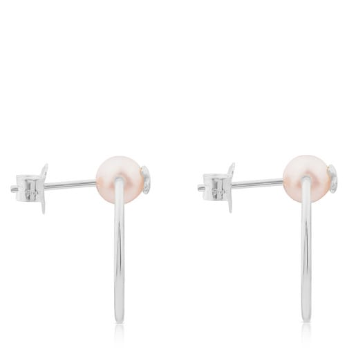 Silver Icon Earrings with Pearl