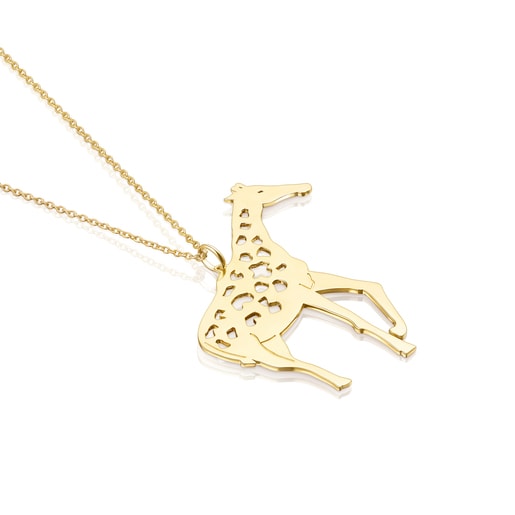 Long Silver Vermeil Save giraffe Necklace