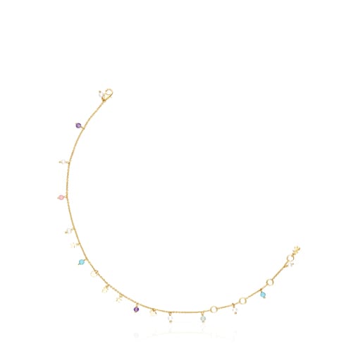 Tobillera con ba o de oro 18 kt sobre plata y gemas Cool Joy