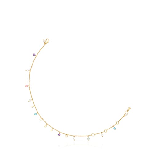 Silver Vermeil Cool Joy Anklet with Gemstones | TOUS