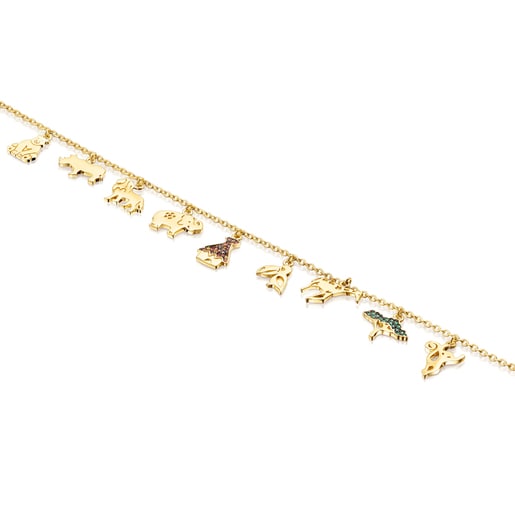 Silver Vermeil Save Bracelet with Gemstones