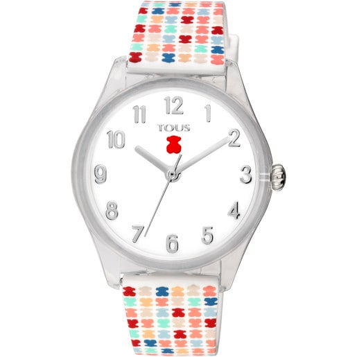 Poly-carbonate Tartan Kids Watch with Multicolor Silicone Strap