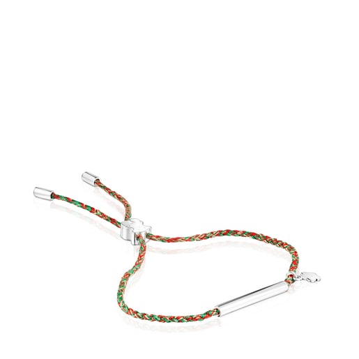 Silver Vermeil TOUS Good Vibes star Bracelet with green Cord | TOUS