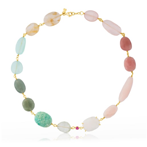 Gold Ethereal Necklace with Gemstones