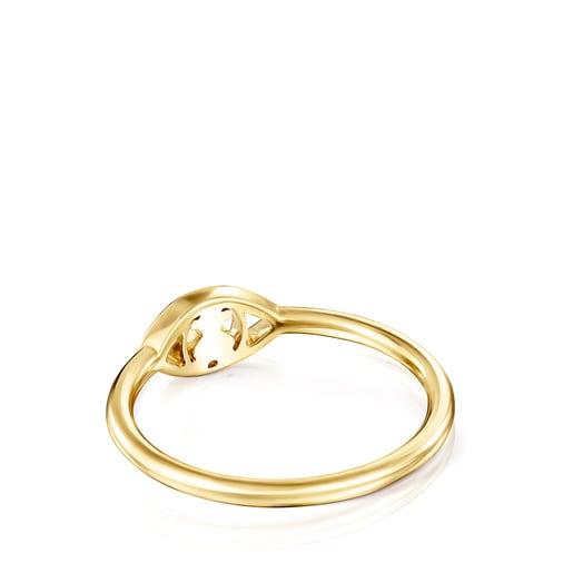 Gold TOUS Good Vibes eye Ring with Diamonds Bear motif