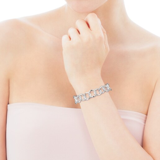 Pulsera de anillas de plata Hold