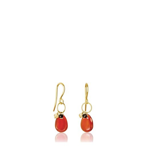 Silver Eugenia By TOUS Libertad Earrings with Citrine, Carnelian and Quartz