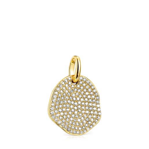 Large Gold Nenufar Pendant with Diamonds