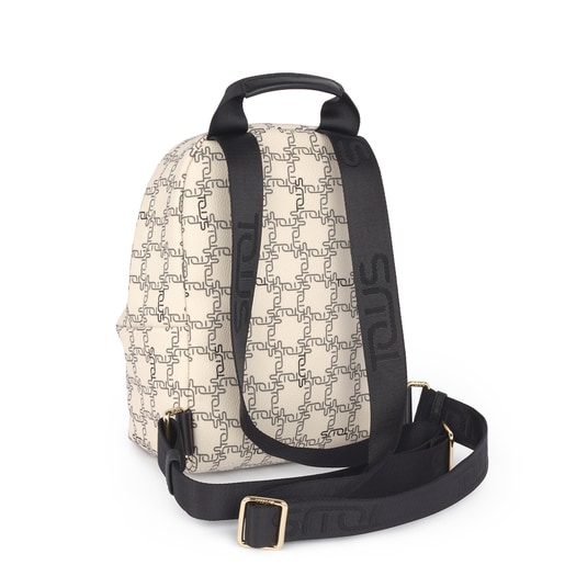 Small beige-black Tous Logogram backpack