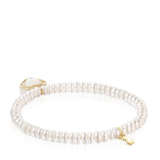 Gold Valentine's Day Bracelet with cultivated Pearls