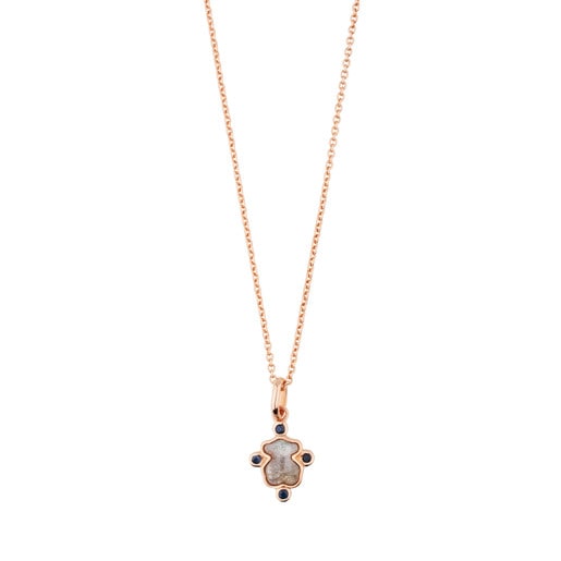 Серебряное Ожерелье Color Power с розовым покрытием Vermeil, Лабрадоритом и Сапфирами